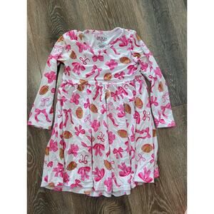 Wild Ren Bamboo Toddler Girl Football and Bows Twirl Long Sleeve Dress 4t #8‎